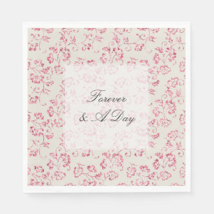 Romantic Cream Pink Glitter Floral Wedding Napkin