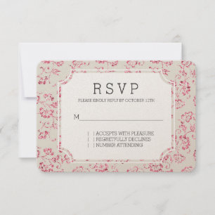 Romantic Cream Pink Glitter Floral Wedding RSVP Card