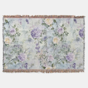 Romantic Cream purple flowers Throw Blanket