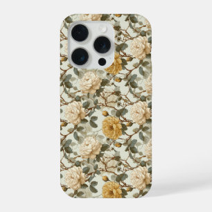 Romantic Cream Rose Beige Floral Pattern iPhone 15 Pro Case