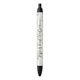Romantic Cream Roses Floral Bridal Shower Wedding Black Ink Pen