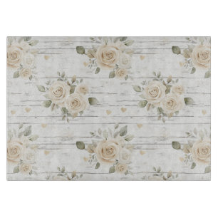 Romantic Cream White Floral Boho Bridal Shower  Cutting Board