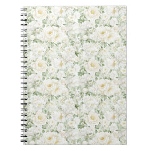 Romantic Cream White Roses Floral Notebook