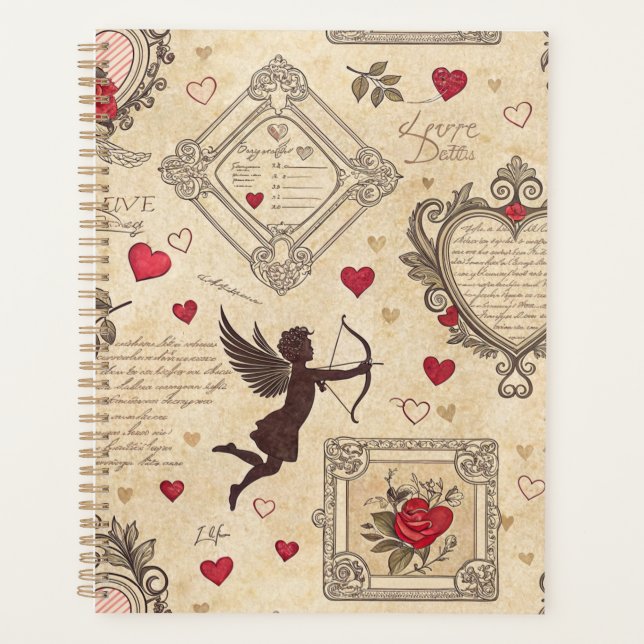 Romantic Cupid Victorian Calligraphy Valentine Planner (Front)