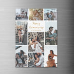 Romantic Custom Anniversary Photo Collage Magnet<br><div class="desc">Chic customisable photo collage magnetic card for your husband,  wife,  girlfriend,  or boyfriend on your anniversary. Add 9 of your favourite relationship,  engagement,  or wedding photos and order this magnet as a romantic gift for your partner. A beautiful personalised card full of memories.</div>