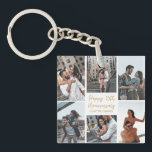 Romantic Custom Anniversary Photo Collage Modern Key Ring<br><div class="desc">Chic customisable photo collage keychain for your husband,  wife,  girlfriend,  or boyfriend on your anniversary. Add 6 of your favourite relationship,  engagement,  or wedding photos and order as a romantic gift for your partner. A beautiful personalised gift full of memories.</div>