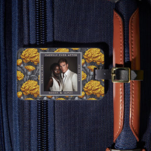 Romantic Custom Carnation Sparkle Mountain Wedding Luggage Tag