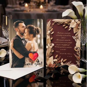 Romantic Custom Photo Floral Boho Rustic Thank You Card