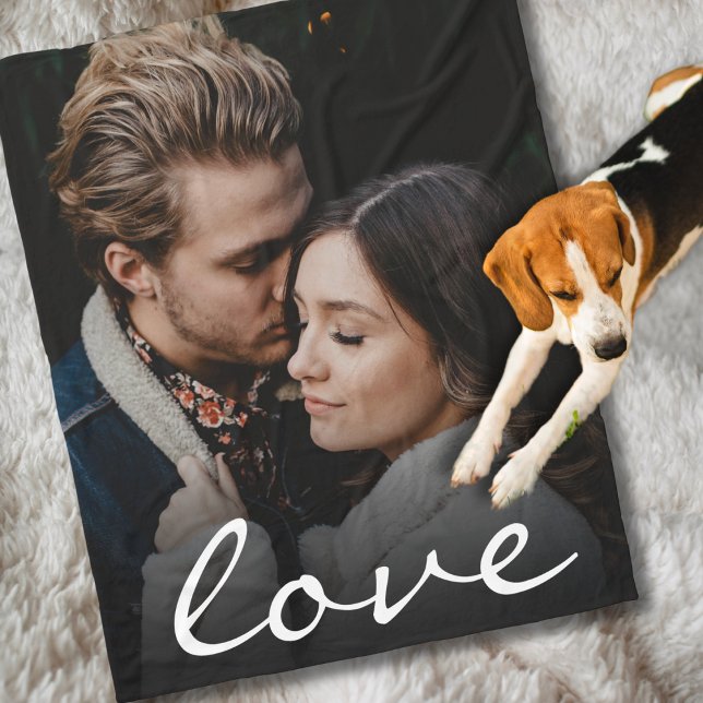 Romantic Custom Photo Love Script Make it Unique Fleece Blanket (Creator Uploaded)