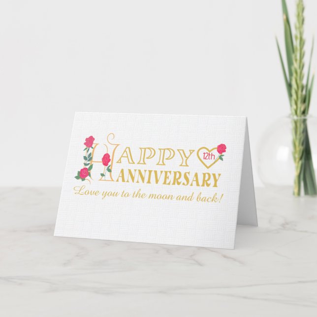 Romantic Custom Year Anniversary with Roses Card (Front)