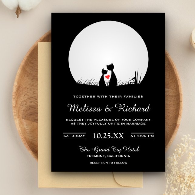 Romantic Cute Cat Couple Wedding Invitation (Creator Uploaded)