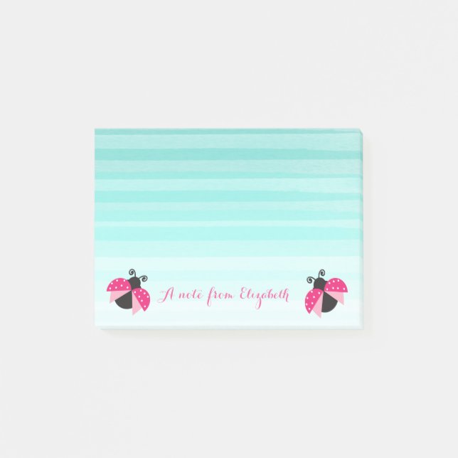 Romantic Cute Lovely  Stylish ,Striped,Ladybugs Post-it Notes (Front)