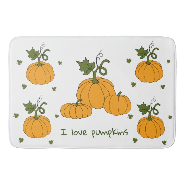 Romantic Cute orange pumpkin harvest   Bath Mat (Front)