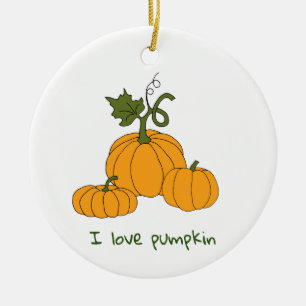 Romantic Cute orange pumpkin harvest Ceramic Ornament
