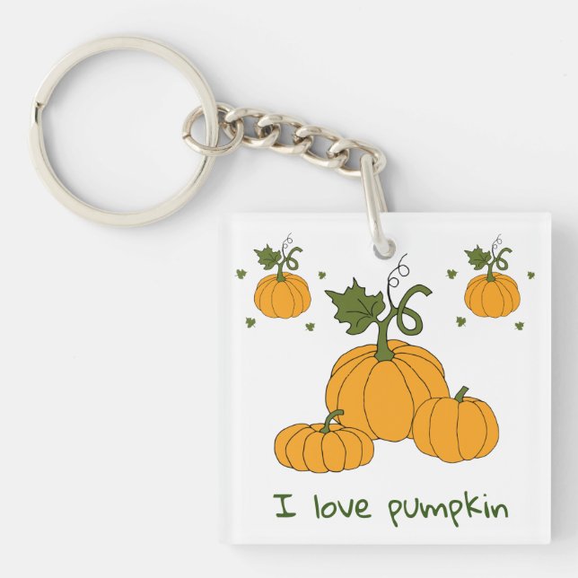 Romantic Cute orange pumpkin harvest      Key Ring (Front)