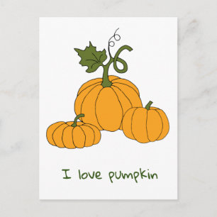 Romantic Cute orange pumpkin harvest Postcard