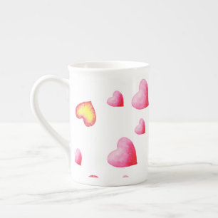 Romantic Cute Red Heart    Bone China Mug