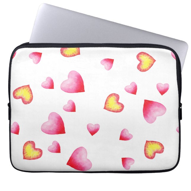Romantic Cute Red Heart   Laptop Sleeve (Front)