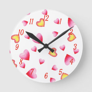 Romantic Cute Red Heart    Round Clock