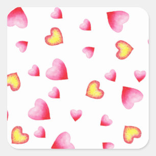 Romantic Cute Red Heart Square Sticker