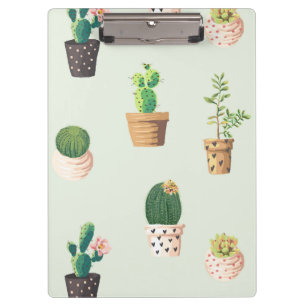 Romantic Cute succulent cactus on mint background Clipboard
