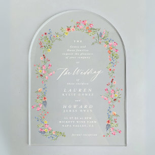 romantic dainty floral arch spring garden wedding acrylic invitations