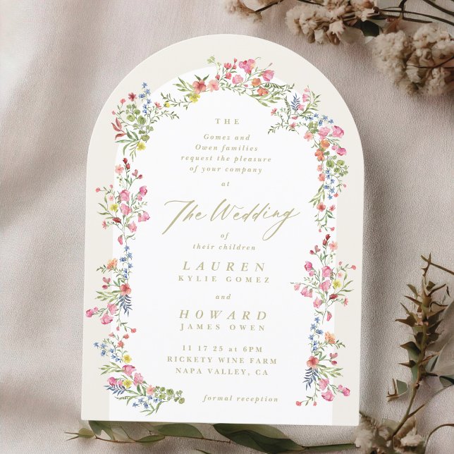 romantic dainty floral arch spring garden wedding invitation (Creator Uploaded)