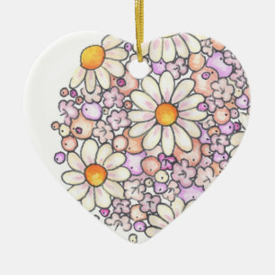 Romantic Daisies Ceramic Tree Decoration