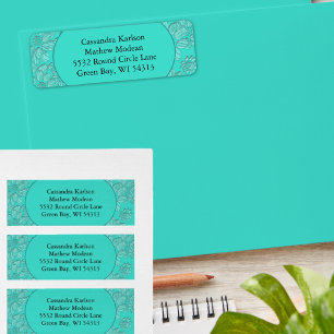 Romantic Daisies Floral Turquoise Return Address Return Address Label