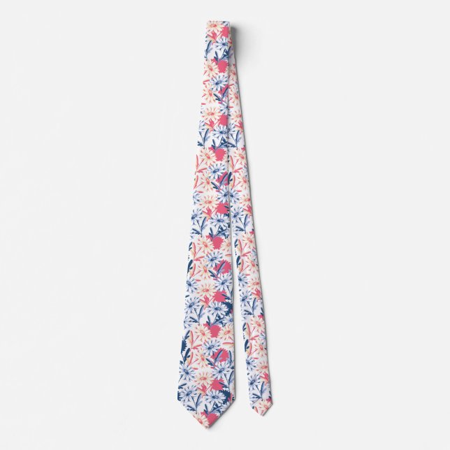 Romantic Daisy Flower Pattern Tie (Front)