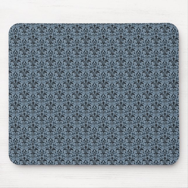 Romantic Damask Mousepad, Blue Mouse Pad (Front)