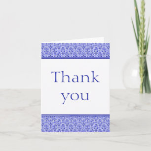 Romantic Damask Thank You Card, Royal Blue Card