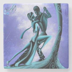 Romantic Dancer under Moonlit Tree Stone Coaster