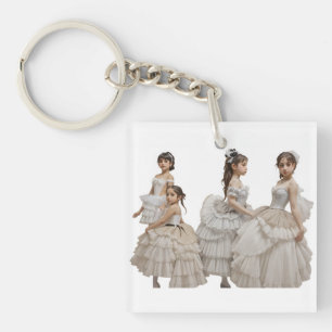 Romantic dancers key ring