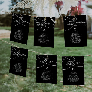 Romantic Dark Black Hanging Seating Chart Card