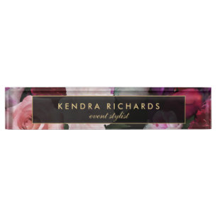 Romantic Dark Florals Nameplate