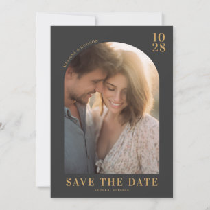 Romantic Dark Gray Elegant Photo Save The Date
