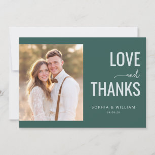 Romantic Dark Green Contemporary Photo Thank You Card