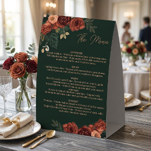 Romantic Dark Green Floral Menu ,Wedding Menu