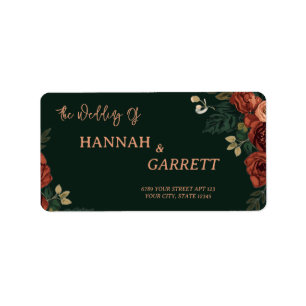 Romantic Dark Green Garden Wedding Address Label