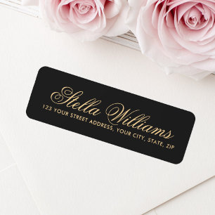 Romantic dark grey calligraphy script address return address label