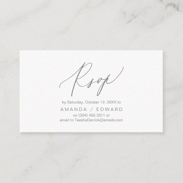 Romantic, Dark Grey, Invitation RSVP, respond (Front)