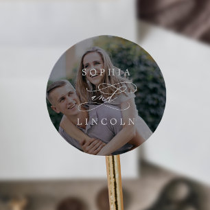Romantic Dark Photo Overlay Wedding Envelope Seals