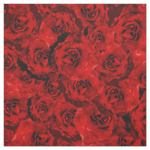 Romantic Dark Red Roses Fabric