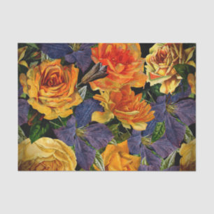 Romantic dark vintage rose flower pattern tissue paper