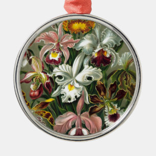 romantic date bridal floral Haeckel Orchids Metal Ornament