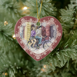 Romantic date ceramic tree decoration