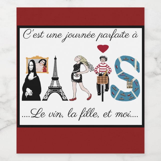 Romantic day in Paris Wine Label (Single Label)
