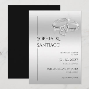 Romantic Decorative Rings Spanish Wedding Invitation