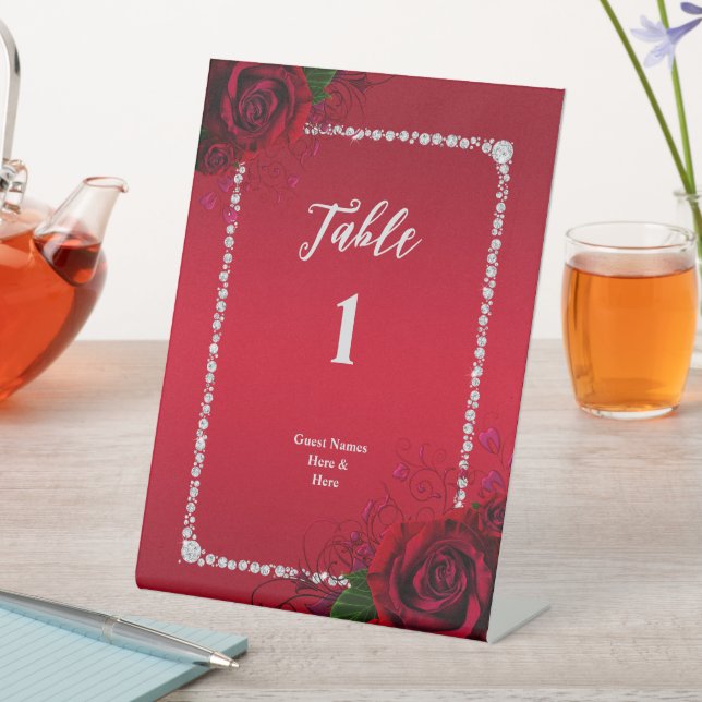 Romantic Decorative Roses Birthday Party Pedestal Sign (In SItu)